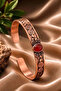Women's Copper Bracelet Handcrafted Pure Copper Oval Red Agate Natural Stone Women's Copper Adjustable Bracelet