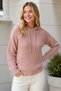 Women's Long Sleeve Hooded Lace-Up Textured Relaxed Fit Casual Stylish Powder Knitwear Sweater - 5