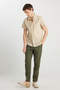 Men's Khaki Elastic Waist Chino Trousers Pants W2510347801-Khaki - 2