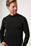 Black Turtleneck Long Sleeve Knitted Comfort Fit Cotton Sweater 1012265001 - 3