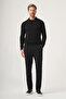 Black Polo Collar Long Sleeve Knitted Comfort Fit Cotton Sweater 1012265150 - 3