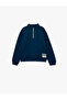 Printed Long Sleeve Cotton Shawl Collar Half-Zip Sweatshirt - 2