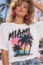 Unisex Oversize 80S T-Shirt Short Sleeve Crew Neck Cotton Combed T-Shirt Miami Ocean Drive Palm Tree Printed Oversize Summer T-Shirt - 3