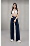Broke High Waist Navy Blue Extra High Waist Jean Lycra Soft Palazzo