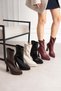 Talya Women's Bitter Brown Stretch Leather Pointed Toe Zippered Platform 11 cm Thick Heeled Boots Bootie - 4