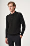 Black Polo Collar Long Sleeve Knitted Comfort Fit Cotton Sweater 1012265007 - 2