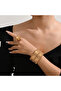 Dubai Bohemian Copper 18 K Gold-plated Engagement Wedding Jewelry Bracelet Ring Set Women Bride