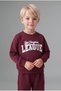 H8483A5Br115 Burgundy 100% Cotton Crew Neck Printed Sweatshirt Top and Elastic Waist Sweatpants - 2