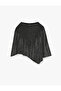 Comfortable Fit Asymmetrical Hem Boat Neck Batwing Sleeves Sequined Poncho Cape Blouse - 5