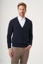 Navy Blue V-Neck Long Sleeve Knitted Comfort Fit Cotton Cardigan Knitwear 1012265016