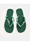 Women Green Pearl Strap Flip Flops - 2