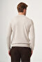 Beige Polo Collar Long Sleeve Knitted Comfort Fit Cotton Sweater 1012265150 - 5