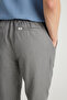 100% Linen Regular Fit Normal Cut Normal Waist Straight Leg Dark Gray Trousers - 5