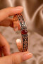 Women's Copper Bracelet Handcrafted Pure Copper Oval Red Agate Natural Stone Women's Copper Adjustable Bracelet - 4