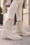 Women's Black Boots, Lace-Up, Side Zipper, Thick Sole, Winter Ankle Detailed Casual Boots