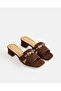 Women Brown Stone Trim Heeled Mules - 2