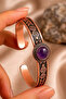 Women's Copper Bracelet Handcrafted Pure Copper Amethyst Natural Stone Women's Copper Adjustable Bracelet - 4