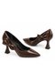 Luxury Yanda Bowknot Closed Back Brown Heeled Shoes Nk3216