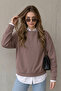 Women's Winter 3-Strand Fleece Inside Crew Neck Sweatshirt with Soft Texture and Comfortable Cut - 6
