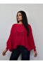 Transparent Textured Knit Poncho Blouse - 2