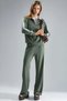 Soft Touch Modal Textured Zippered Collar Striped Wide Leg Two-Piece Set - 2