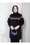 Knitted Glitter Striped Knitwear Tunic Pants Set - 3