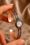 Women's Copper Bracelet Handcrafted Pure Copper White Quartz Natural Stone Women's Copper Adjustable Bracelet - 4