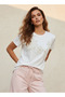 Smart Relaxed Fit T-shirt with Crochet Floral Trim - 2