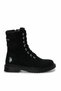 Women's Black Boots, Lace-Up, Side Zipper, Thick Sole, Winter Ankle Detailed Casual Boots - 4