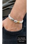 Lumero Ivoryknot White Leather Men's Bracelet - Gold Tone Wrap and Metal Hook