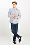 100% Cotton Relaxed Fit Wide Cut Striped Ecru Shirt - 3