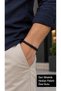 Delvian Nightorb Navy Blue Leather Men's Bracelet - Open Weave Design with Sphere End