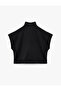 Modal Fabric Snap Closure Detailed Cap Sleeve Stand Collar Blouse - 2