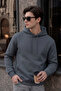 Men's Winter Thick Fleece Lined Soft Textured Hooded Oversize Sweatshirt with Side Pockets - 2