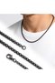💎   Premium Shiny & Stylish Forse Men's 316L Steel Necklace 4mm 55cm 3183Eck046 - Black Color