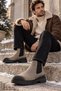Brawn Genuine Leather Men's Chelsea Boots with Vintage Toe Detail and Elastic Thick Sole - 6