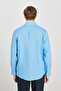 100% Linen Regular Fit Regular Cut Blue Shirt - 5