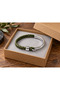 Zephario Olivegate Khaki Green Leather Men's Bracelet - Silver Tone Metal Mesh - 3