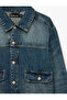 Cotton Long Sleeve Buttoned Flap Pocket Shirt Collar Oversize Jean Jacket - 3