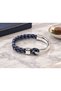 Lorvani Slatecurve Gray Blue Leather Men's Bracelet - Silver Tone Open Clasp - 2