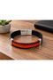 Cerlino Redweave Black Leather Men's Bracelet - Red Braided Wide Band - 3