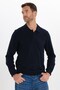 Men's regular fit classic cut long sleeve navy polo collar sweatshirt - 5