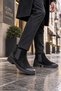 Brawn Genuine Leather Men's Chelsea Boots with Vintage Toe Detail and Elastic Thick Sole - 6