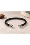 Tazreno Blackorb Black Leather Men's Bracelet - Open Weave Design with Sphere End - 2