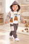 Sweet Teddy Bear Printed Baby Boy 3-Piece Winter Tracksuit Set Premium 3 Yarn Hooded Top and Bottom Set - 3