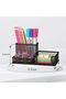 Mesh Pen Holder Desk Organizer, Office Supplies Pencil Storage with 3 Compartments, Office Desk Accessories and Workspace Organizers for Home School, Black - 3