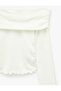 Drawstring Slim Fit Camisole Off-The-Shoulder Long Sleeve T-Shirt - 4