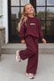 Heart Stone Detailed Glittery Girls' 2-Piece Set - Burgundy - 2