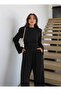 Premium Padded Corset Detailed Bat Sleeve Blouse - Wide Leg Pants 2-Piece Basic Set - 2