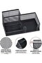 3-Compartment Metal Mesh Desk Organizer - Black Office Stationery Holder for Pens, Pencils, Scissors & Supplies (Multipurpose Desktop Storage Tray) - 5